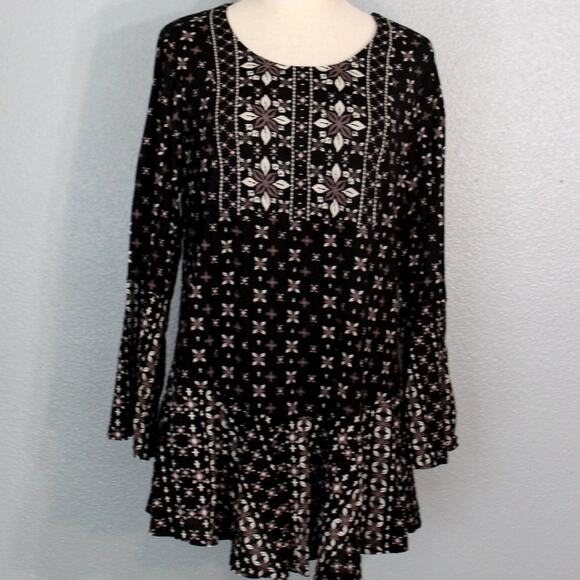 Style & Co Boho Flower Print Blouse Size OX - Picture 1 of 11